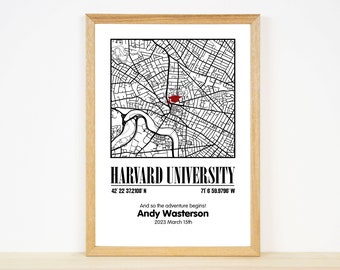 Custom College Graduation Gifts for Him, University Campus Map Print, Personalized Grad Gift For Students Class of 2024