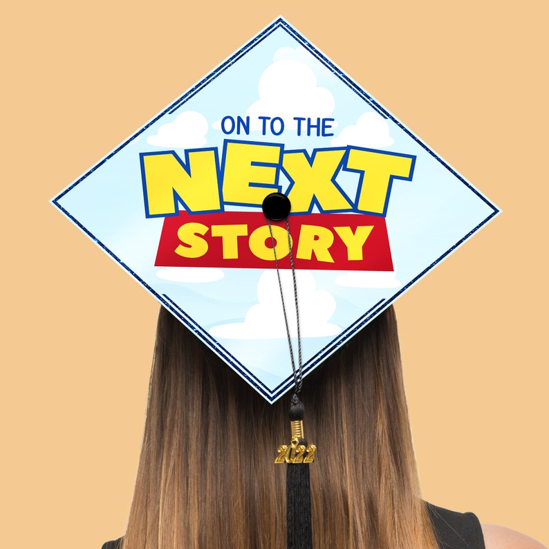 Printed Toy Story Graduation Cap Topper, Disney Pixar Inspired Grad Cap Topper, Custom Graduation Decoration, Class of 2022