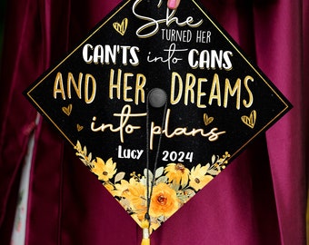 Personalized Graduation Cap Topper, Motivational Quote Grad Cap Topper, Personalized Graduation Decoration, Gift For Her, Class of 2024