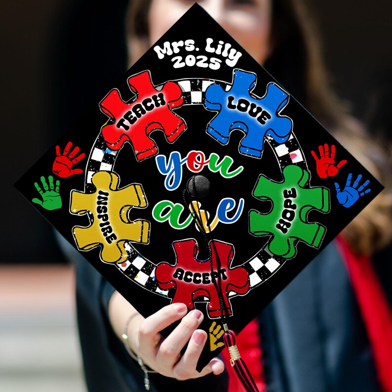 Custom Special Teacher Graduation Cap Topper, Personalized Autism ...