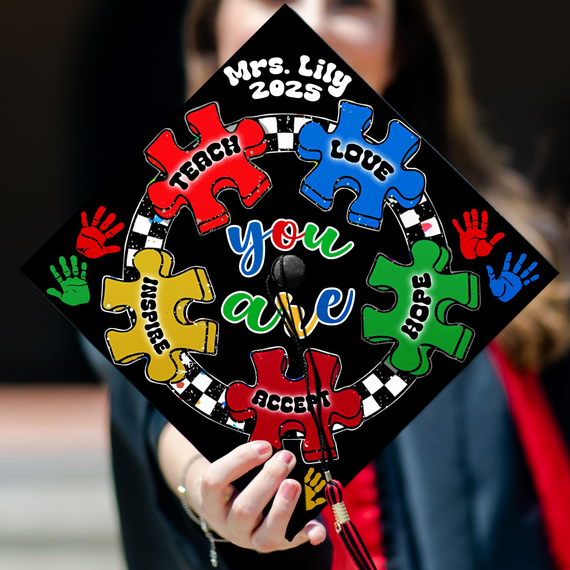 Custom Special Teacher Graduation Cap Topper, Personalized Autism ...