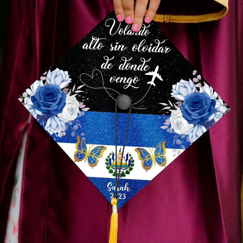 Custom El Salvador Graduation Cap Topper Latina Grad Cap Etsy