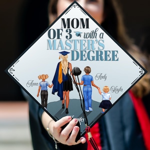 Custom Mommy Did It Graduation Cap Topper, Personalized Mom and Child Cap Decoration, She Mastered It Grad Cap Topper