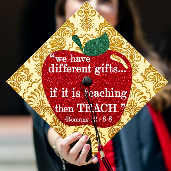 Printed Bible Teacher Grad Cap Topper, Custom Grad Cap Topper, Teacher Graduation Decoration, Future Teacher Gift, Teacher Appreciation 2024