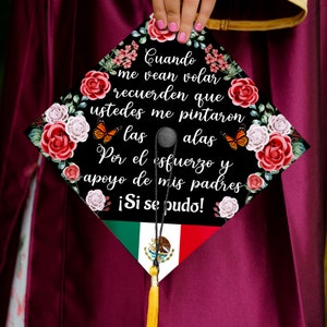 Custom Mexican Graduation Cap Topper, Latina Grad Cap Topper, Spanish Graduation Decoration for Class of 2024