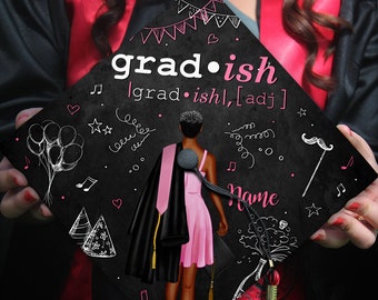 Grad-ish Graduation Cap Topper , Black Queen Grad Cap Topper, Personalized Graduation Decoration, Class of 2024
