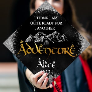 Personalized Ready For Another Adventure Printed Grad Cap Topper, Motivative Grad Cap Topper, Graduation Decoration, Class of 2024