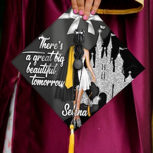 Custom Graduation Cap Topper for Magical Princess, Disney Inspired Grad Cap Ideas, Personalized Cap Decoration For Graduation 2024