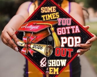 Custom Pop Out & Show Em Graduation Cap Topper, Custom Black Girl Grad Cap, African American Grad 2026, Pop Out Sorority Graduation Gift