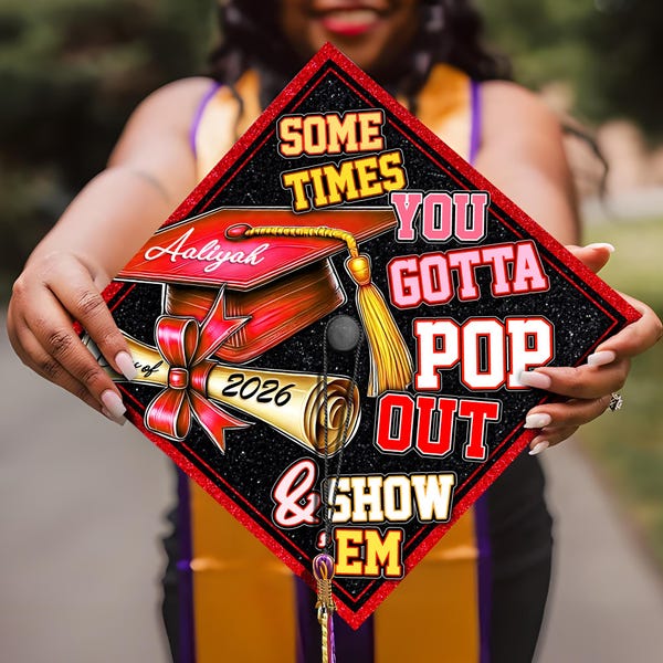 Custom Pop Out & Show Em Graduation Cap Topper, Custom Black Girl Grad Cap, African American Grad 2026, Pop Out Sorority Graduation Gift