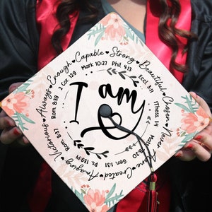 I Am Enough Inspiration Grad Cap, Black Queen Grad Cap Topper, Melanin Graduation Decoration, Class of 2024