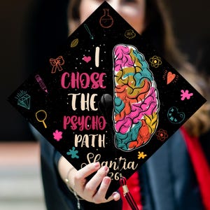 Adorno para birrete de graduación "Elegí el Camino Psicológico", decoración personalizada para birrete de psicología, promoción de 2026