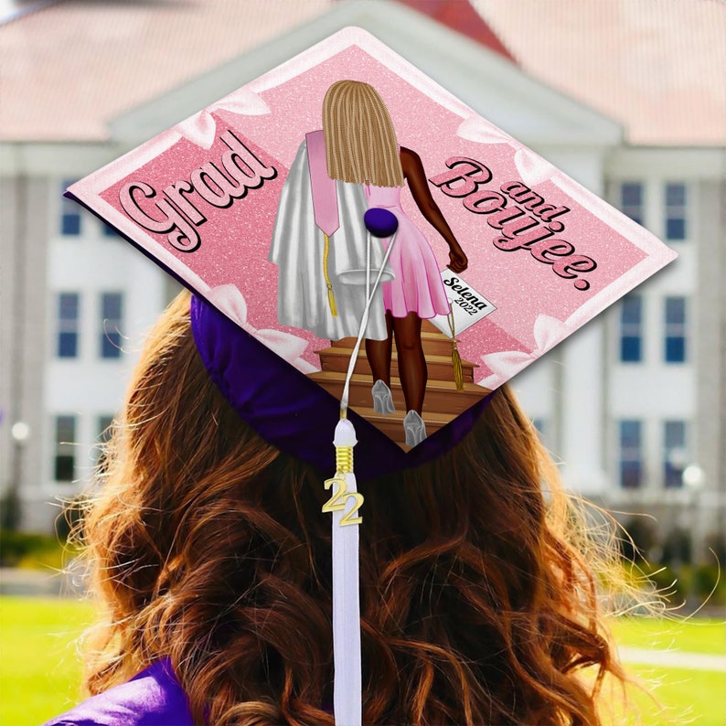 Grad and Boujee Personalized Graduation Cap Black Queen Grad | Etsy