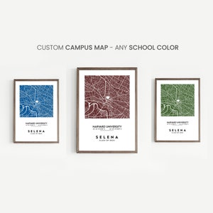 Custom Graduation Gifts for Him, College University Campus Map Poster, Personalized 2023 Graduation Gift Ideas for Mens