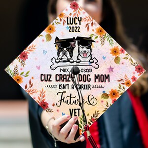Printed Dog Mom Grad Cap Topper, Personalized Grad Cap Topper, Custom Graduation Decoration, Dog Lover Grad Cap, Class of 2024