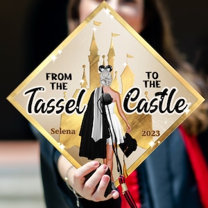 Personalized Graduation Cap Topper, Custom Disney Grad Cap Decoration, From the Tassel to the Castle, Class of 2024