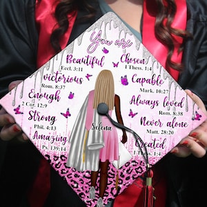 You Are Beautiful Bible Verse, Black Queen Grad Cap Topper, Personalized Graduation Decoration, Class of 2024