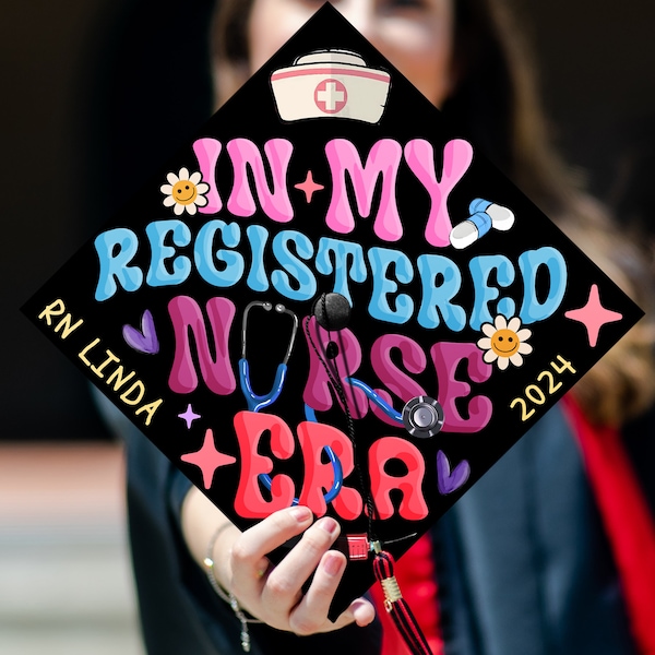 In My Registered Nurse Era Grad Cap, Customized RN Nursing Graduation Cap Topper, Future Nurse Gifts, Class of 2024