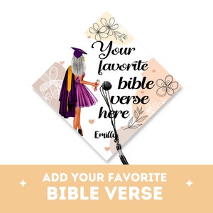 Custom Graduation Cap Topper with Bible Verse, Celebrate Your Faith with Christian Cap Decorations, Personalized Grad Cap Class of 2024