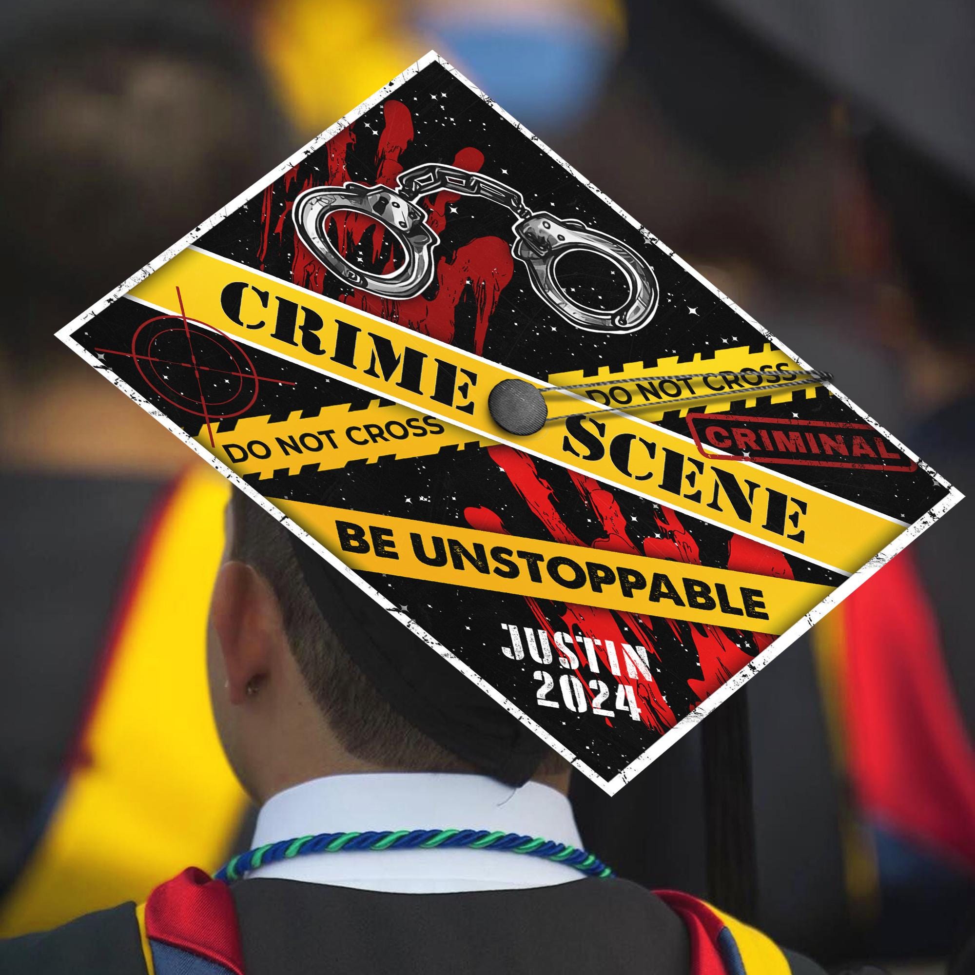 Police Graduation Cap Personalized Crime Scene Grad Cap, Future Police Officer Graduation Cap ...