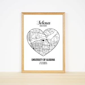 Graduation Gifts for Her, Custom College University Campus Map Poster, Nursing, Teacher Graduation Gift 2024