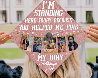 Printed Photo Upload Grad Cap Topper, Family Grad Cap Topper, Graduation Decoration, College Student, Teacher Grad Cap, Class of 2026