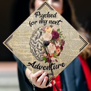 Psyched For My Next Adventure Graduation Cap Topper, Customized Psychology Cap Decoration, Class of 2024