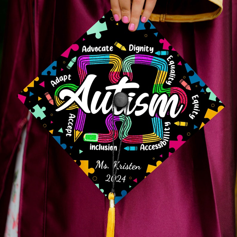 Personalized Autism Printed Graduation Cap Topper, Custom Special ...