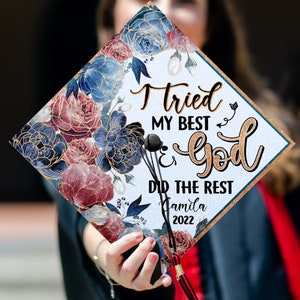 Personalized God Did The Rest Printed Cap Topper, Religious God, Motivative Grad Cap Topper, Graduation Decoration, Class of 2024