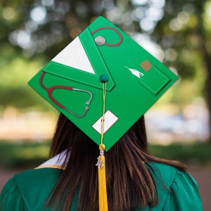 Scrub Top, RN Uniform Graduation Cap, Nursing Grad Cap Topper, Personalized Graduation Decoration, Class of 2024 image 7