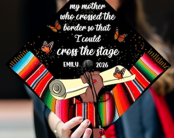 Customized Latina Graduation Cap, Mexican Grad Cap Topper, Handcrafted Cap Decoration for 2026 Graduates