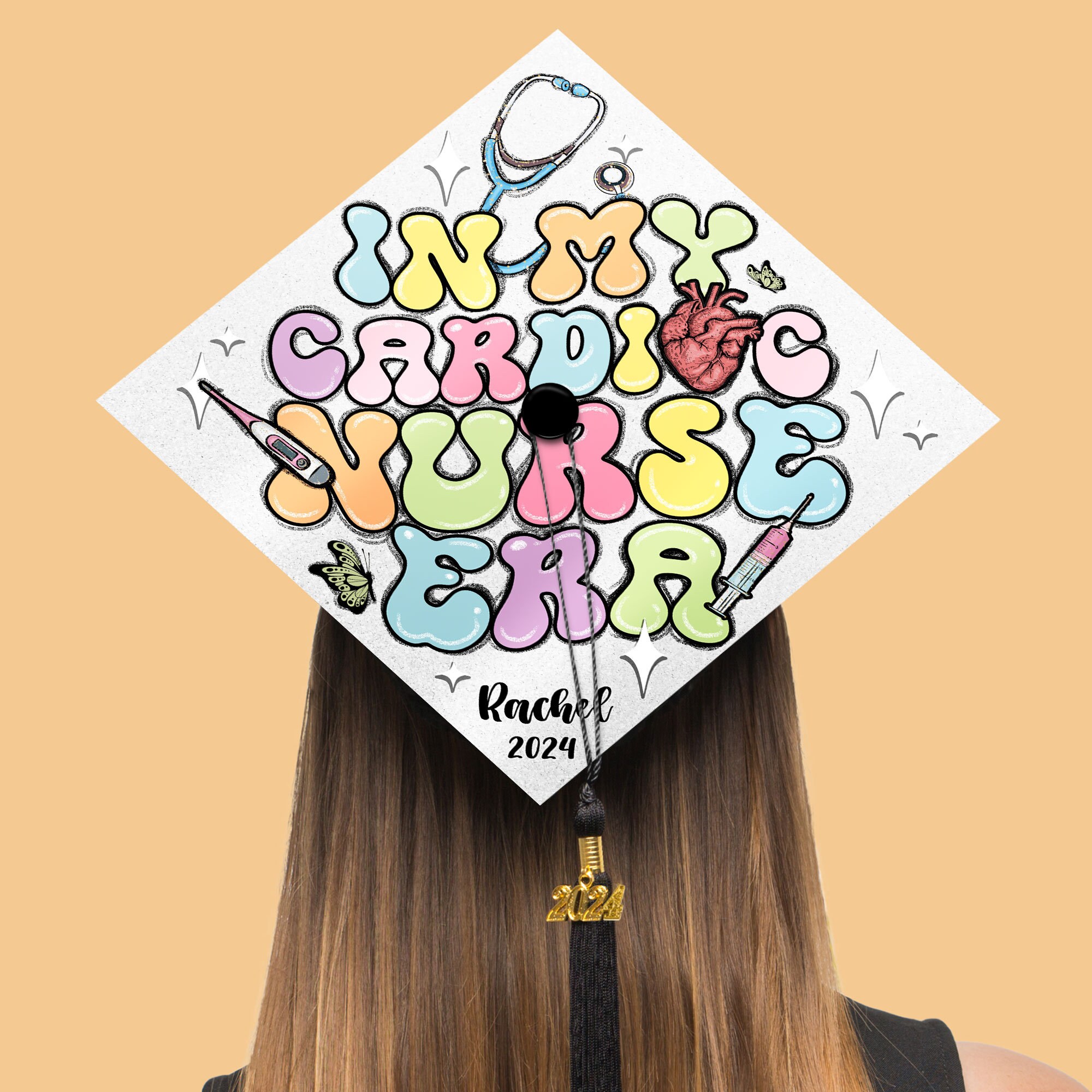Cardiology Graduation CVICU Cardiac Nurse Graduation Cap, Personalized Cardiac Nurse Grad Cap ...