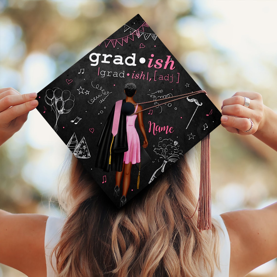 Gradish Graduation Cap Topper Black Queen Grad Cap Topper Etsy