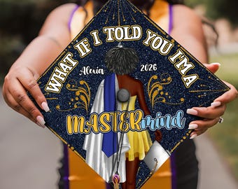 Personalized Graduation Cap Topper Black Girl, What if I Told You I'm A Mastermind Grad Cap, Black Queen College, High School Cap Decoration