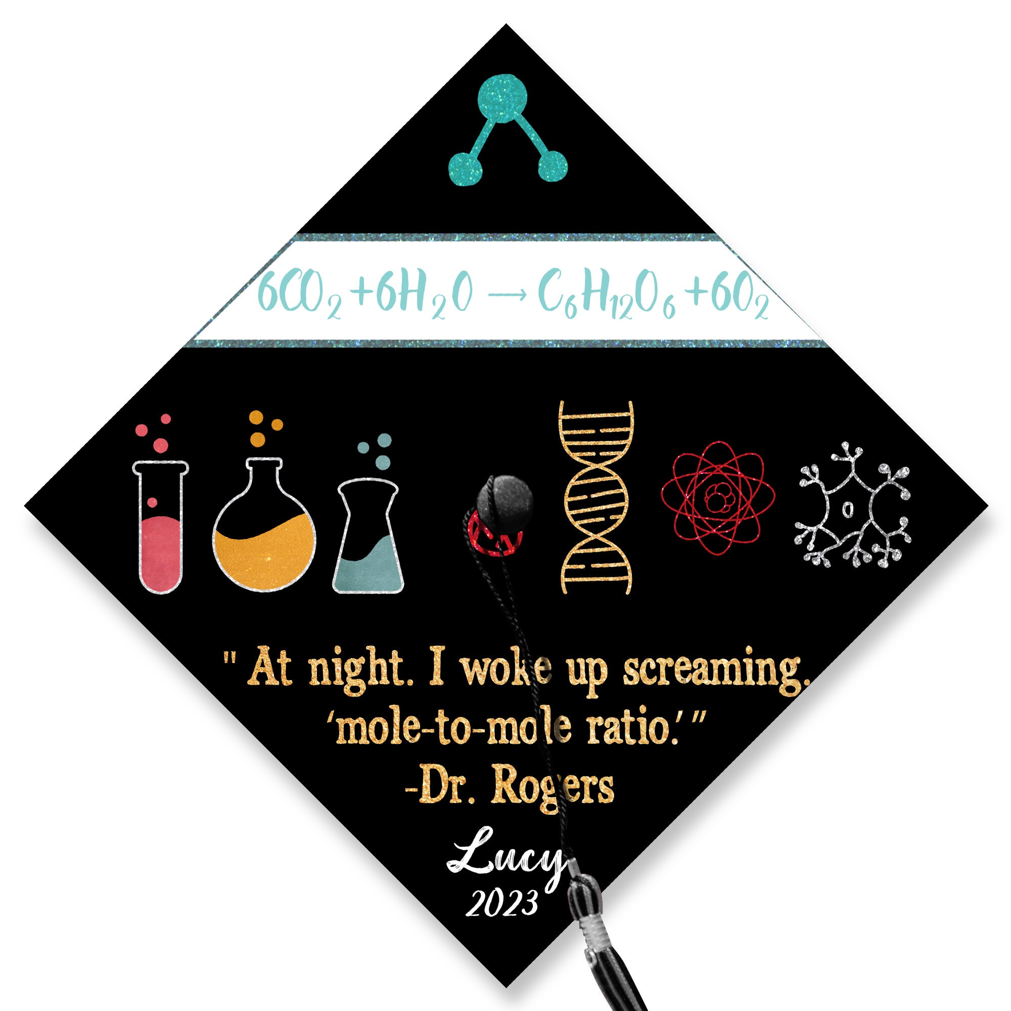 Chemie-Grad-Banner Aus Glitzer – Abschlussdeko Für Chemieingenieur Oder Wissenschaftsparty