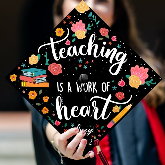 Teacher Graduation Cap Topper Custom Grad Cap Topper Teacher Etsy