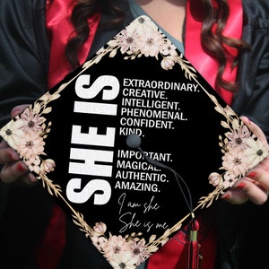 I Am She, She Is Me Graduation Cap Topper, Black Queen Grad Cap Topper, Girl Power Graduation Decoration, Class of 2024
