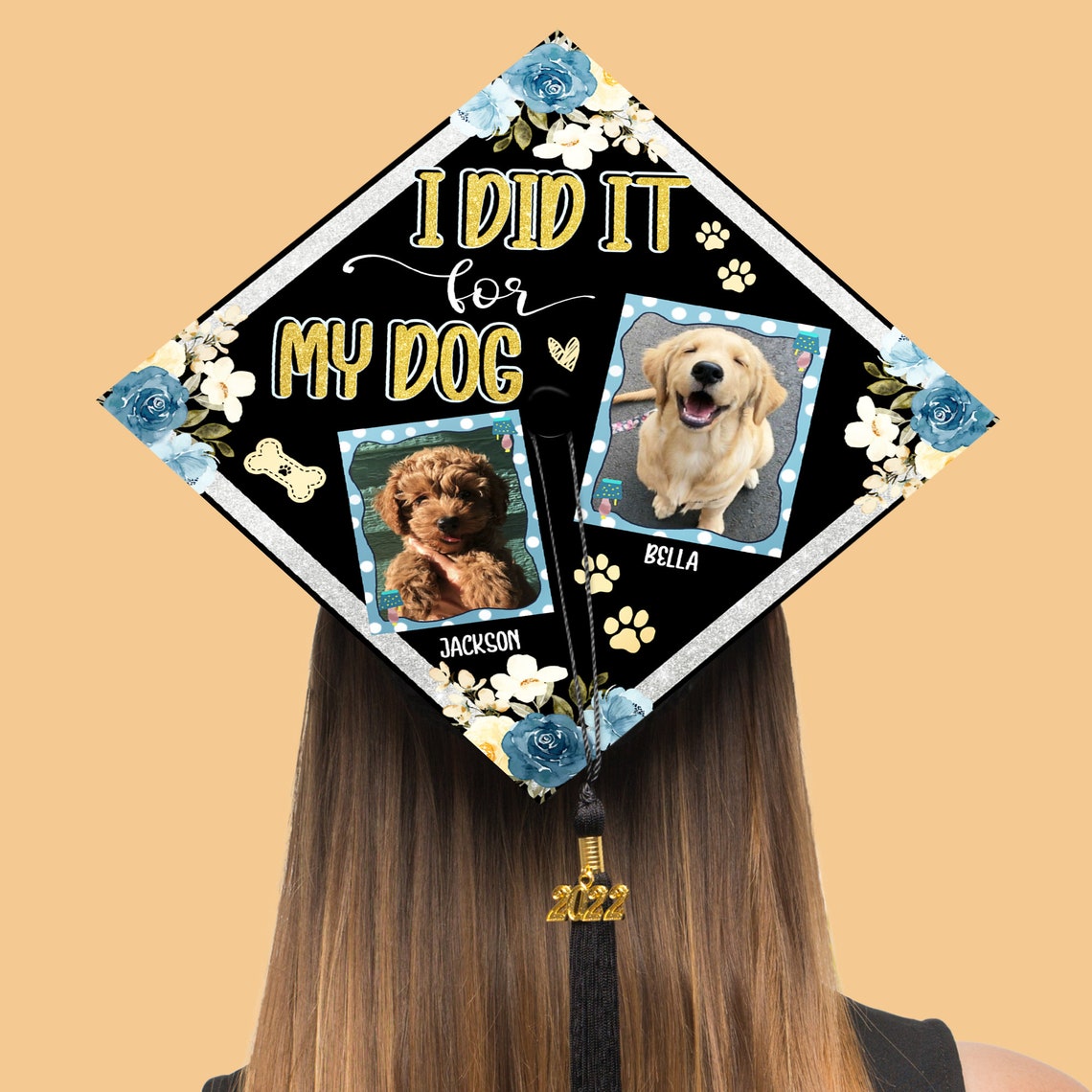 Dog Lover Grad Cap Topper Photo Upload Grad Cap Topper Dog Etsy
