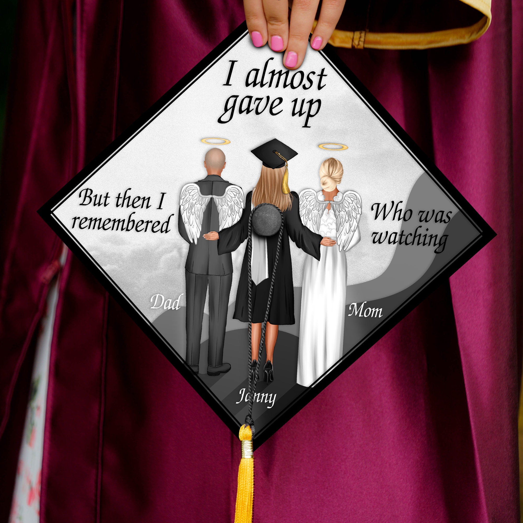 Custom Thanks Mom and Dad Graduation Cap Decoration, Custom Family Grad Cap  Topper, Personalized Memorial Graduation Hat Class of 2024 - Etsy Norway