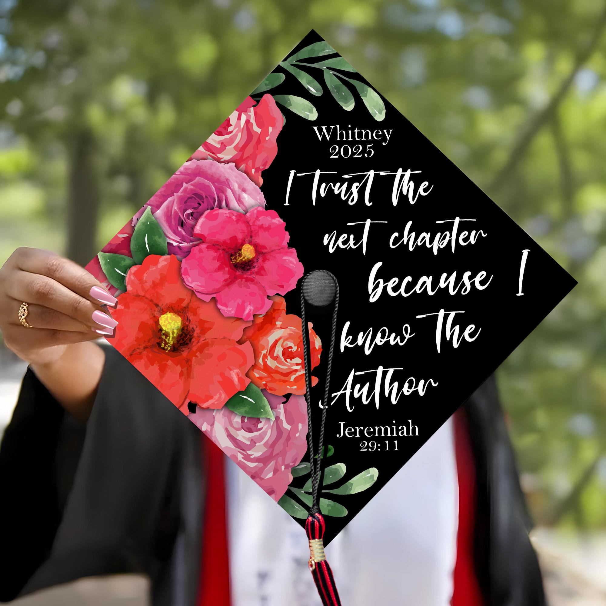 Personalized Religious Graduation Cap Topper, Custom Trust the Next Chapter Bible Verse Grad Cap, Christian Cap  Decoration, Class of 2025