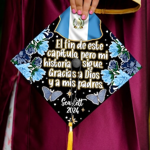 Customized Guatemala Flag Graduation Cap, Personalized Latina Gra Cap Topper, Gracias a Dios y a Mis Padres Cap Decoration, Educated Latina
