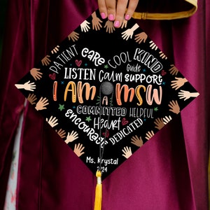 Personalized School Social Worker Graduation Cap Topper, Custom Grad Cap Decoration, MSW Graduation Gift, Class of 2024