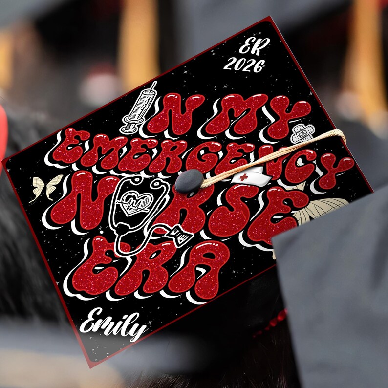 In My Emergency Nurse Era Graduation Cap, Personalized Emergency ...