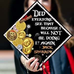 Jack Sparrow Printed Grad Cap Topper, Funny Grad Cap Topper, Custom Graduation Decoration, Johnny Depp Graduation, Class of 2024