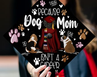 Because Dog Mom Is Not A Career Graduation Cap, Custom Dog Lover Grad Cap Topper, Personalized Pet Lovers Cap Decoration for Graduation 2024