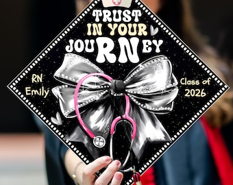 Personalized RN Graduation Cap Topper, Custom Nurse Hat Decoration