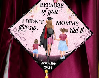 Custom Mommy Did It Graduation Cap Topper, Personalized Mom and Child Cap Decoration, Family Grad Cap Topper For Moms, Mama Graduate Gift