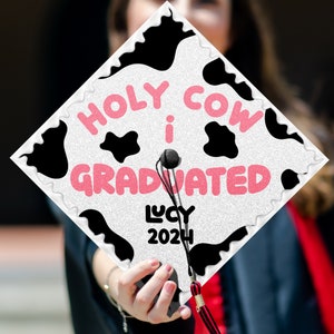 Printed Cow Lovers Grad Cap Topper, Country Girl Personalized Grad Cap Topper, Graduation Decoration, Class of 2024