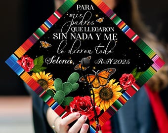 Para Mis Padre Graduation Cap Topper, Latina Grad Cap Topper, Mexican Graduation Decor For Class Of 2025