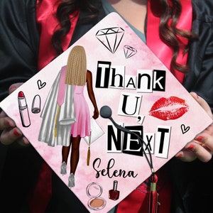 Ariana Grande Thank U Next, Black Queen Grad Cap Topper, Personalized Graduation Decoration, Class of 2024